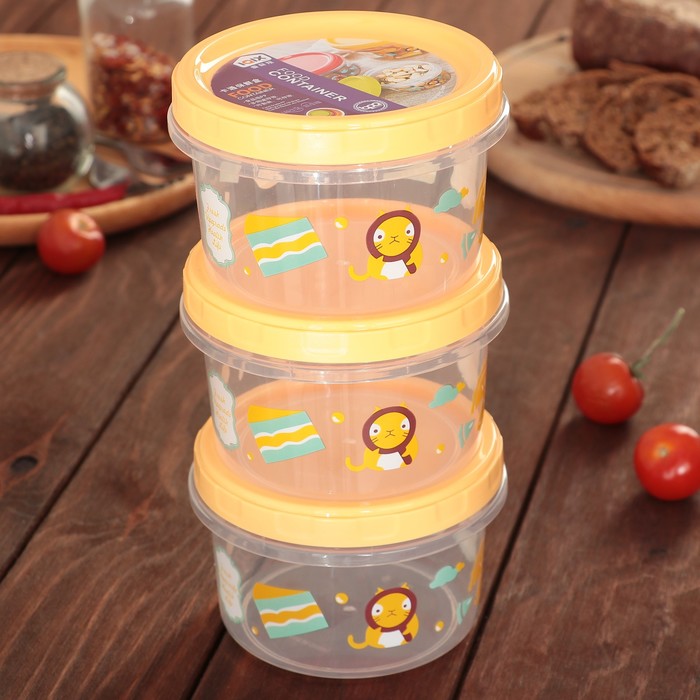 Набор банок для сыпучих продуктов 3 шт 0,5 л "Сладости", цвета МИКС