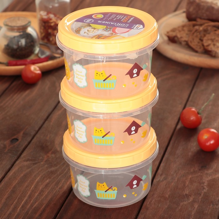 Набор банок для сыпучих продуктов 3 шт 0,5 л "Сладости", цвета МИКС