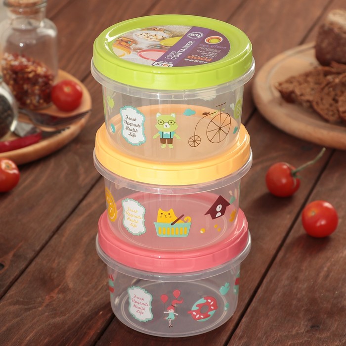 Набор банок для сыпучих продуктов 3 шт 0,5 л "Сладости", цвета МИКС