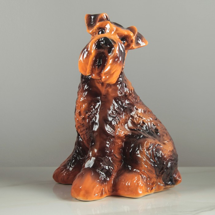 Копилка "Собака Шнауцер" глянец, коричневая