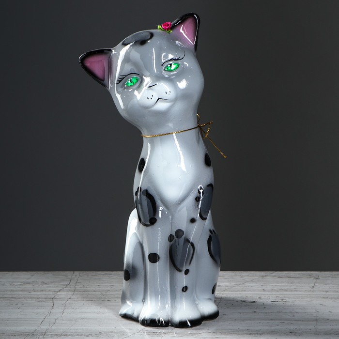 Копилка "Кошечка Ариша" большая, глянец, серый барс, микс