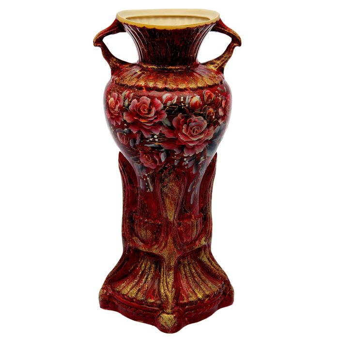 Ваза напольная "Аиша 2" с ручками, кракелюр, бордовая, микс