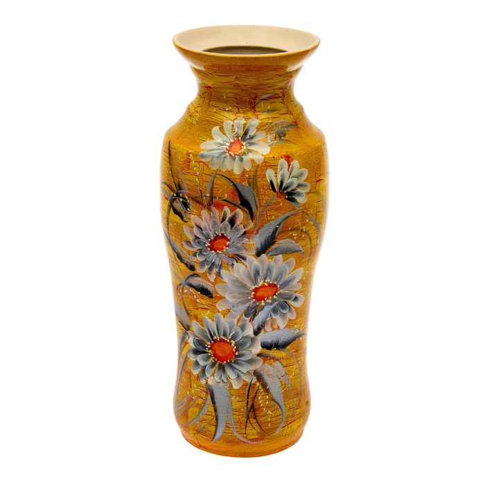 Ваза напольная "Весна" кракелюр, жёлтая, микс