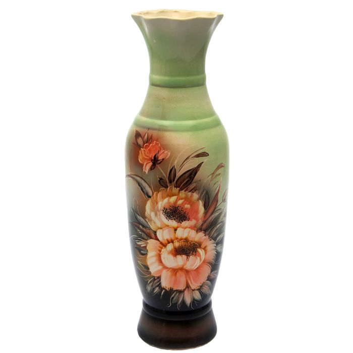 Ваза напольная "Илона" зелёная, цветы, микс