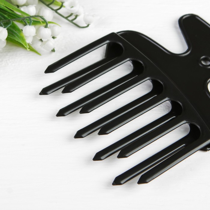 Расчёска-гребень с ручкой, двухрядная, цвет чёрный