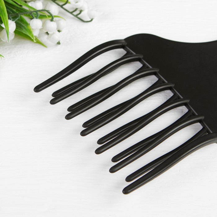 Расчёска-гребень с ручкой, двухрядная, цвет чёрный