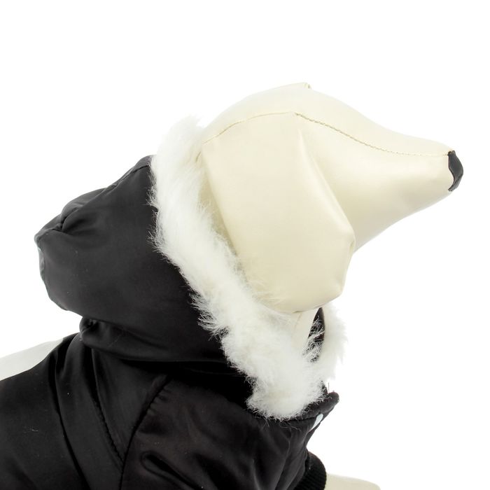 Куртка с капюшоном и мехом, размер XS (ДС 21 см, ОГ 33 см), черная