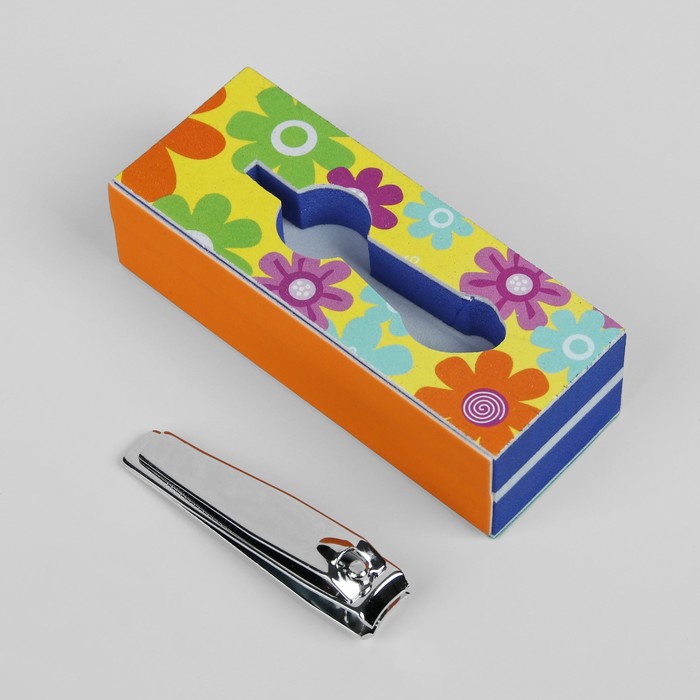 Баф для полировки ногтей, четырёхсторонний, с книпсером, 9(±0,5)см, цвет МИКС