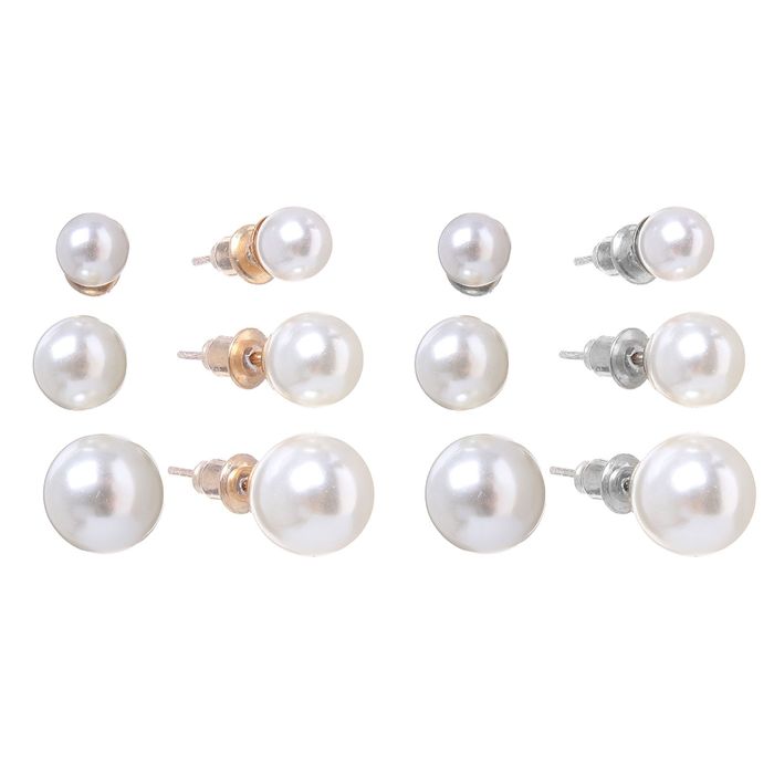 Пусеты 3 пары "Жемчужинка" шар, цвет МИКС