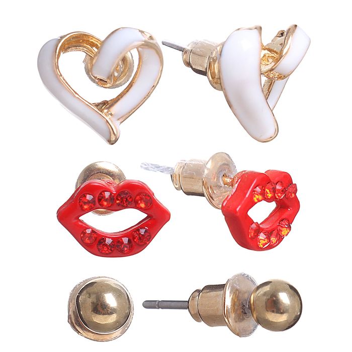 Пусеты 3 пары "Любовь", цвет МИКС