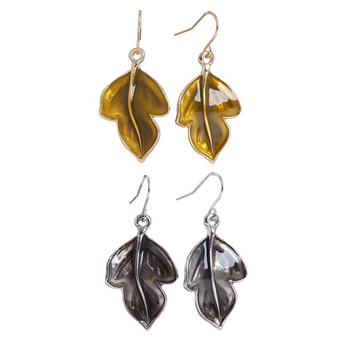 Серьги эмаль "Лист" кленовый, цвет МИКС