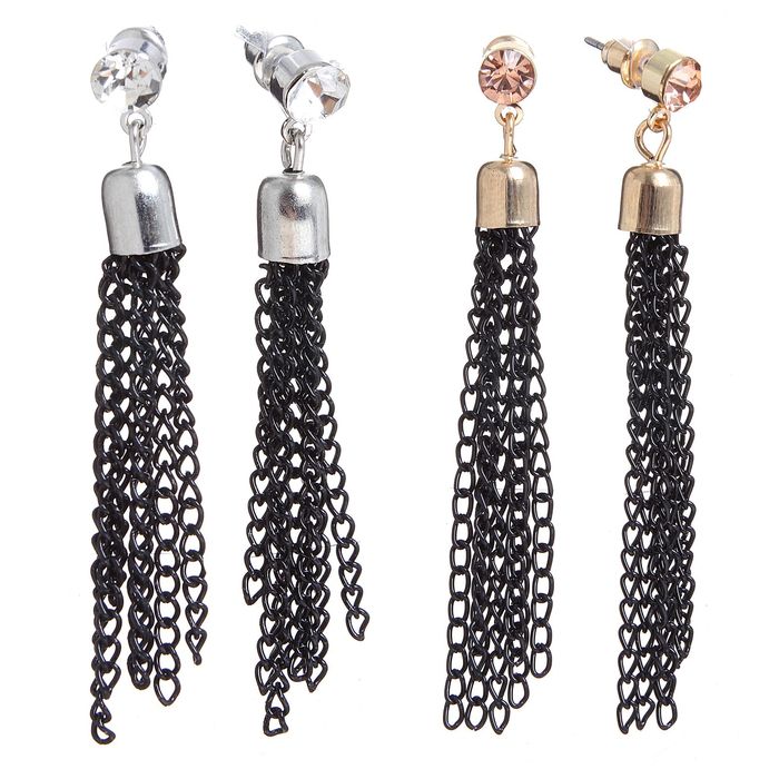 Серьги металл "Кисти" цепочка, цвет МИКС