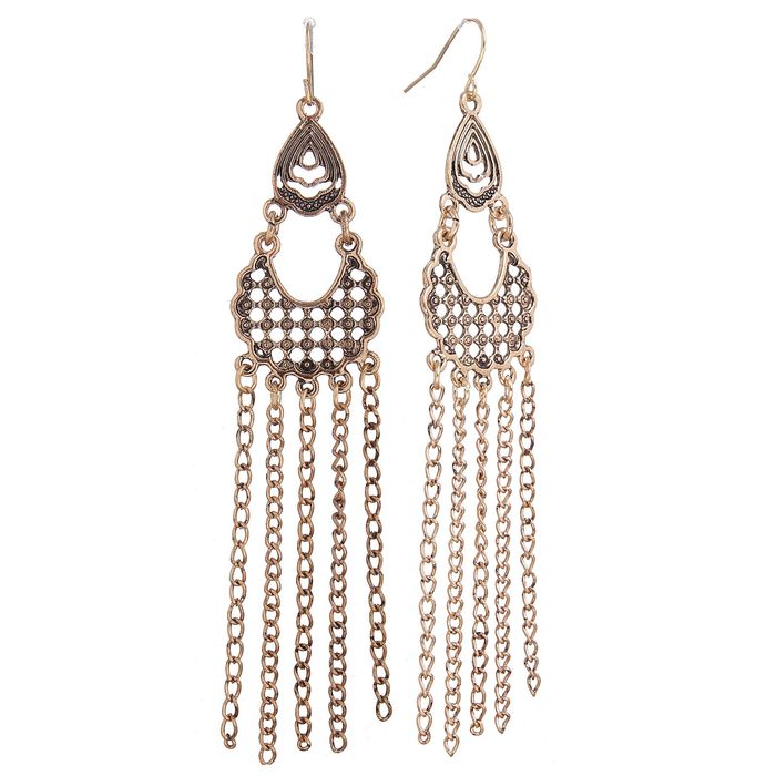 Серьги висячие "Восточная ночь", цвет черненое золото