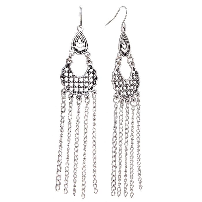 Серьги висячие "Восточная ночь", цвет черненое серебро