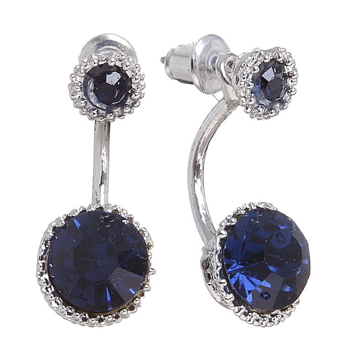 Серьги "Диорис" круг, цвет синий в серебре