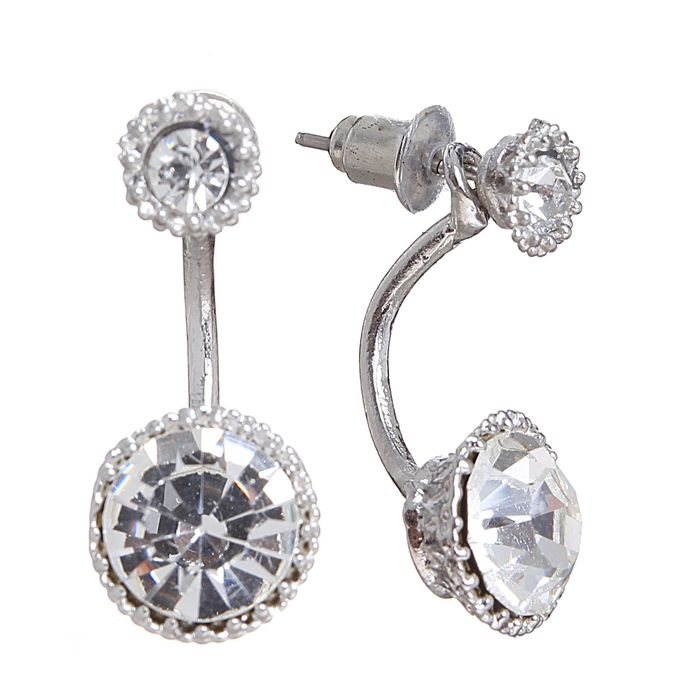 Серьги "Диорис" круг, цвет белый в серебре