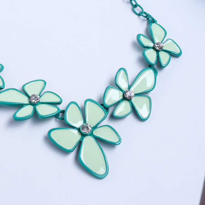 Колье "Цветочная полянка", цвет салатово-зеленый