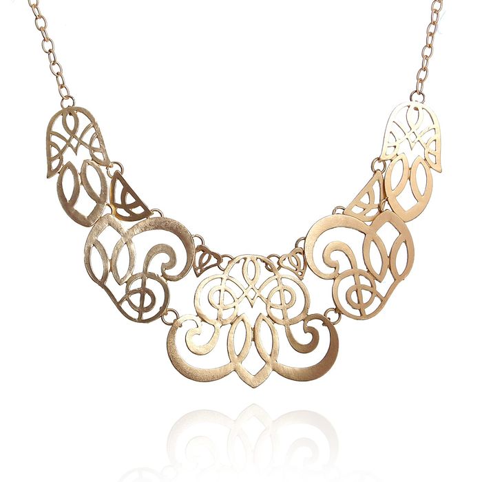 Колье "Кружево", цвет матовый золотой