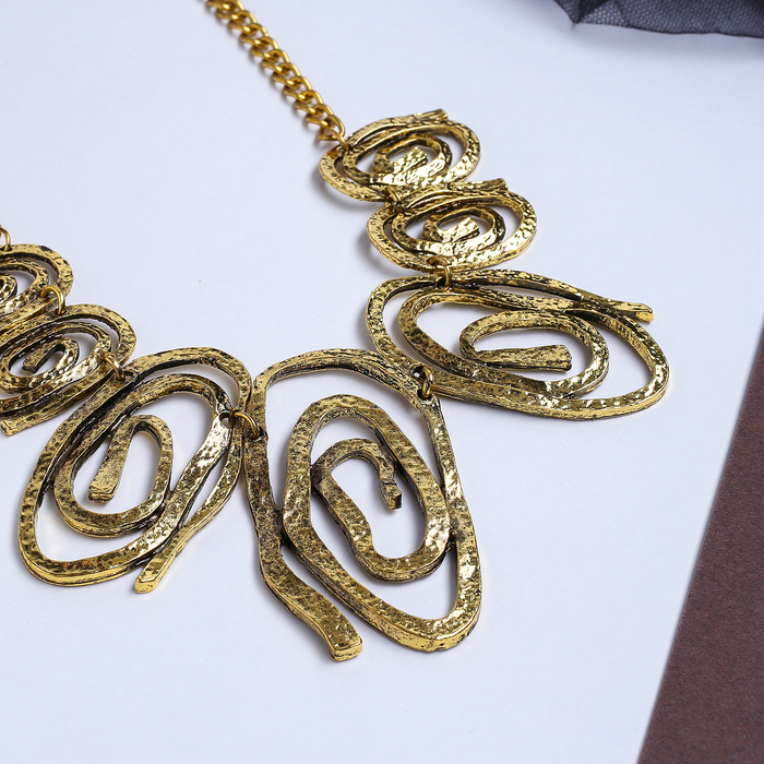 Колье "Завитки" овал, цвет черненое золото