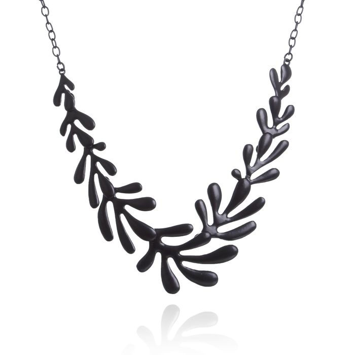 Колье "Клякса", цвет матовый черный