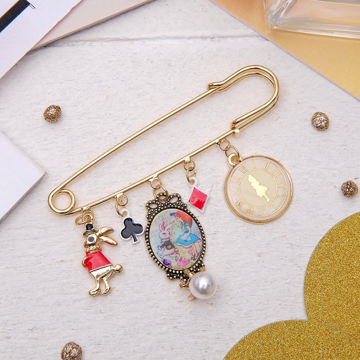 Булавка "Ассорти" страна чудес, 7 см, цветная в золоте