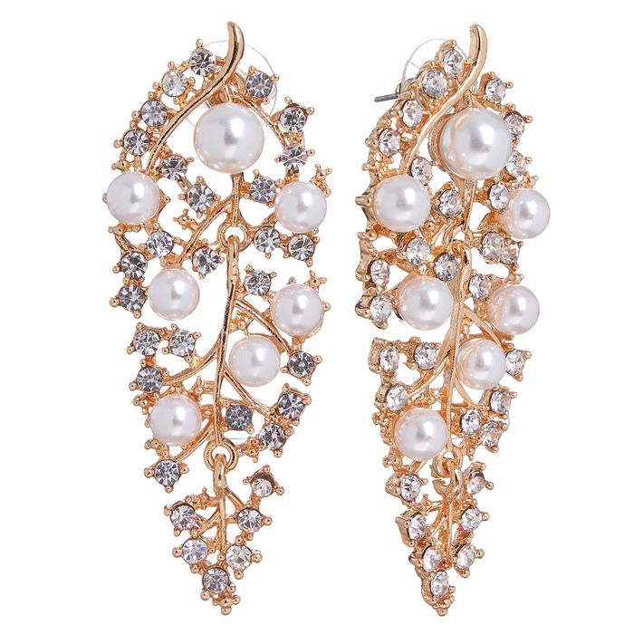 Серьги с жемчугом "Виноград" гроздь крупная, цвет белый в золоте