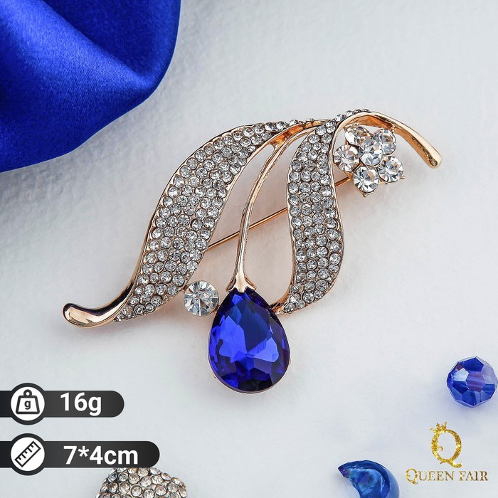 Брошь "Калла" изящность, цвет бело-бирюзовый в золоте