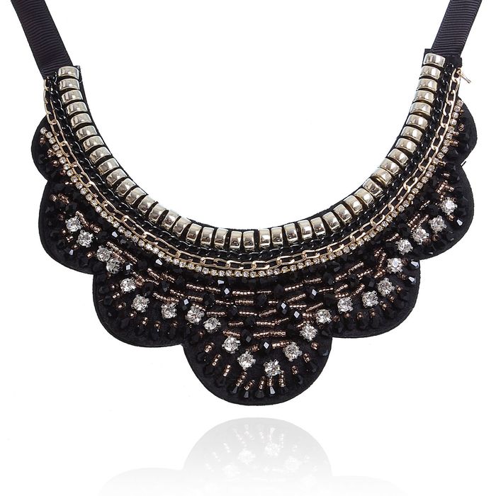 Колье "Вечернее настроение", волны, цвет черный