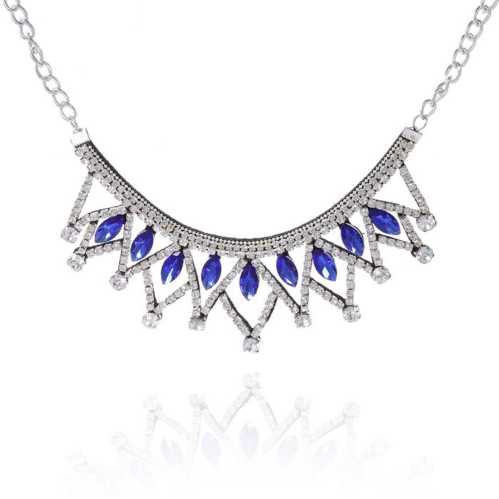 Колье "Искристый вечер", льдинки, цвет сине-белый