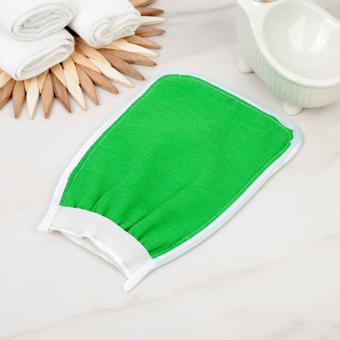 Мочалка-варежка массажная, 20,5х13,5 см, цвет МИКС