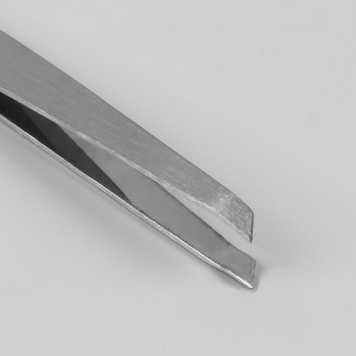 Пинцет скошенный, 9,5см, цвет серебристый