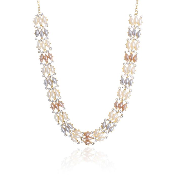 Колье "Жемчужина" чешуйка, цветное в золоте