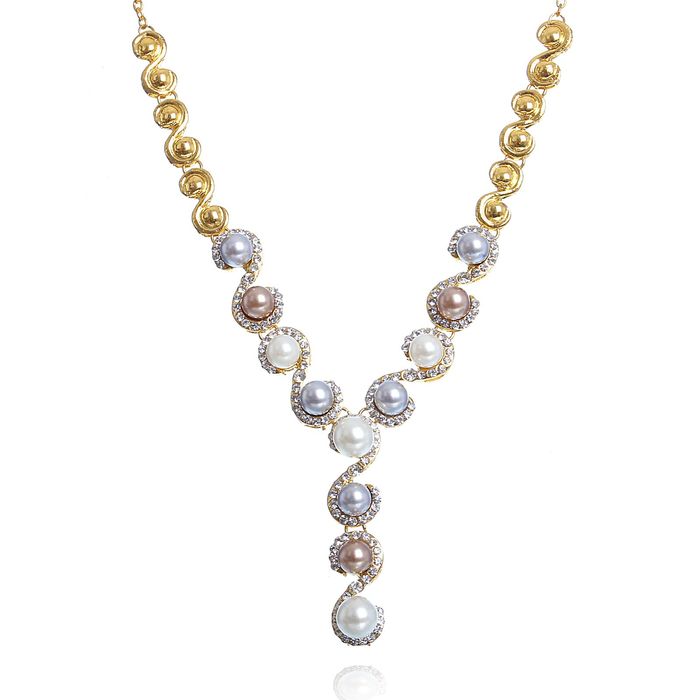 Колье "Жемчужина" классик, цветное в золоте