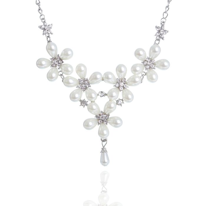 Колье "Жемчужина" цветочное настроение, цвет белый в серебре