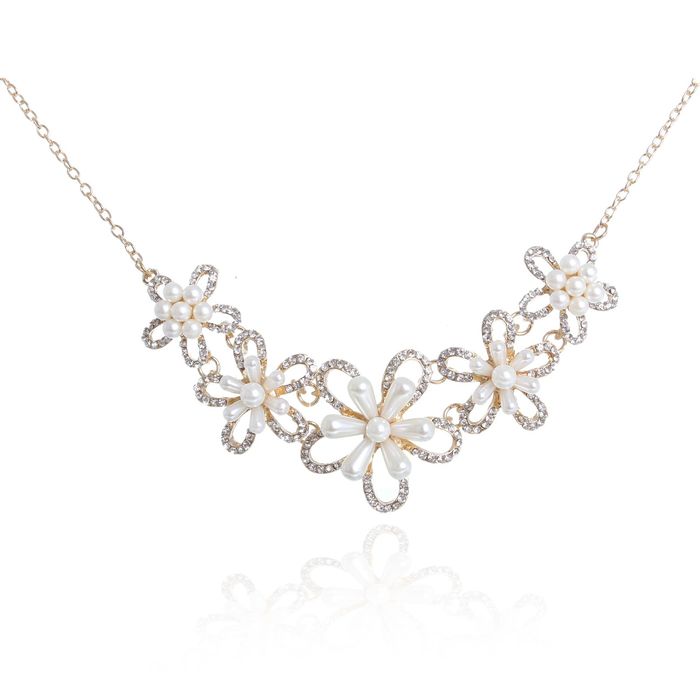 Колье "Жемчужина" ромашки, цвет белый в золоте