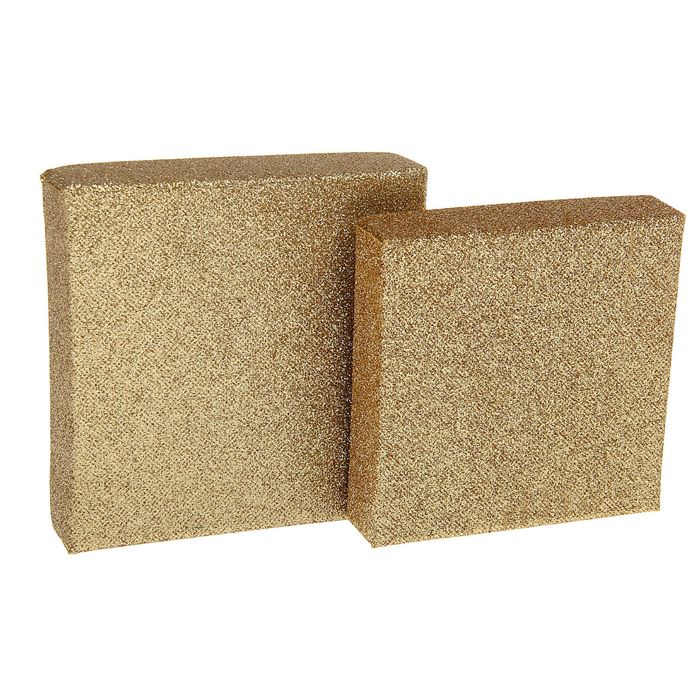 Набор коробок 2в1 "Блестки", золотой, 13,5 х 13,5 х 3 - 12 х 12 х 3 см