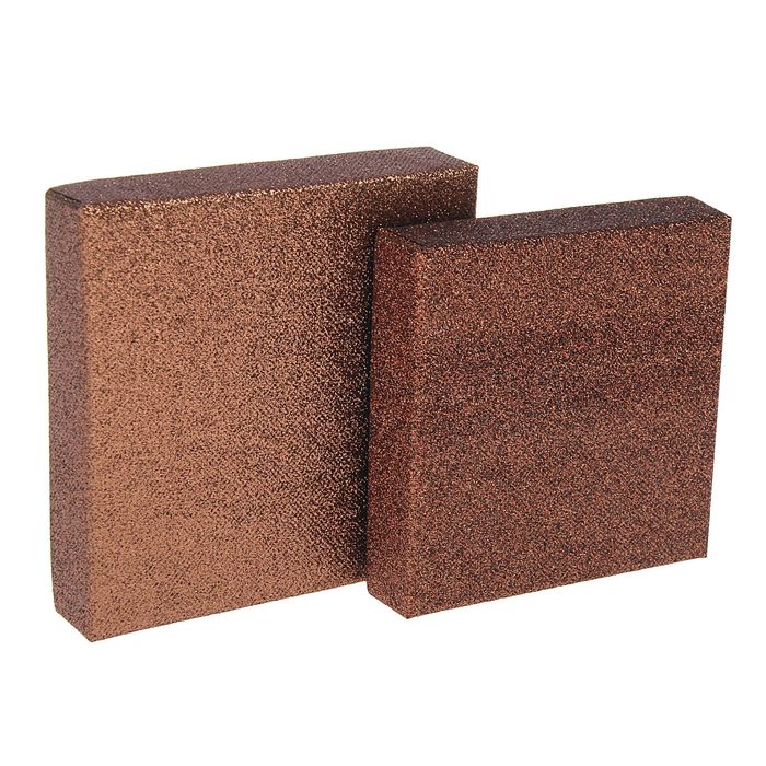 Набор коробок 2в1 "Блестки", коричневый, 13,5 х 13,5 х 3 - 12 х 12 х 3 см