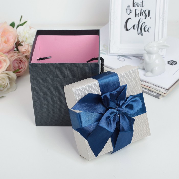 Набор коробок 3в1 "Блестящие", чёрный, 19,5 х 19,5 х 20,5 - 14,5 х 14,5 х 16,5 см