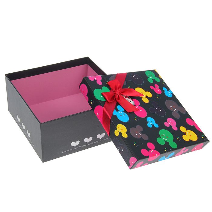 Набор коробок 3в1 "Мышата", чёрный ,19,5 х 19,5 х 9 - 15,5 х 15,5 х 6,5 см