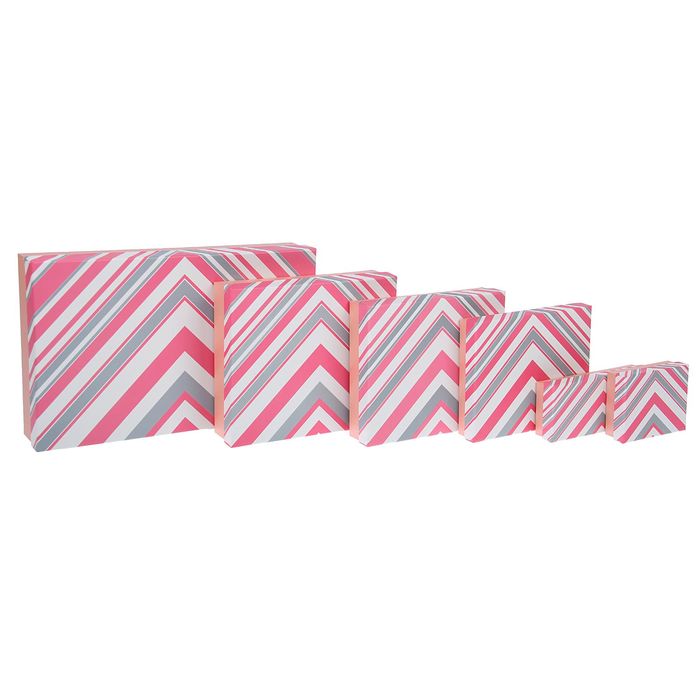Набор коробок 6в1 "Зигзаги", розовый, 40 х 25 х 8 - 12 х 10 х 4 см