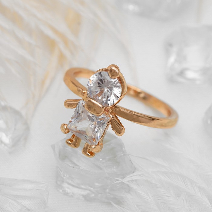 Кольцо "Циркон" малышка, цвет белый в золоте, размер 17,18,19 МИКС