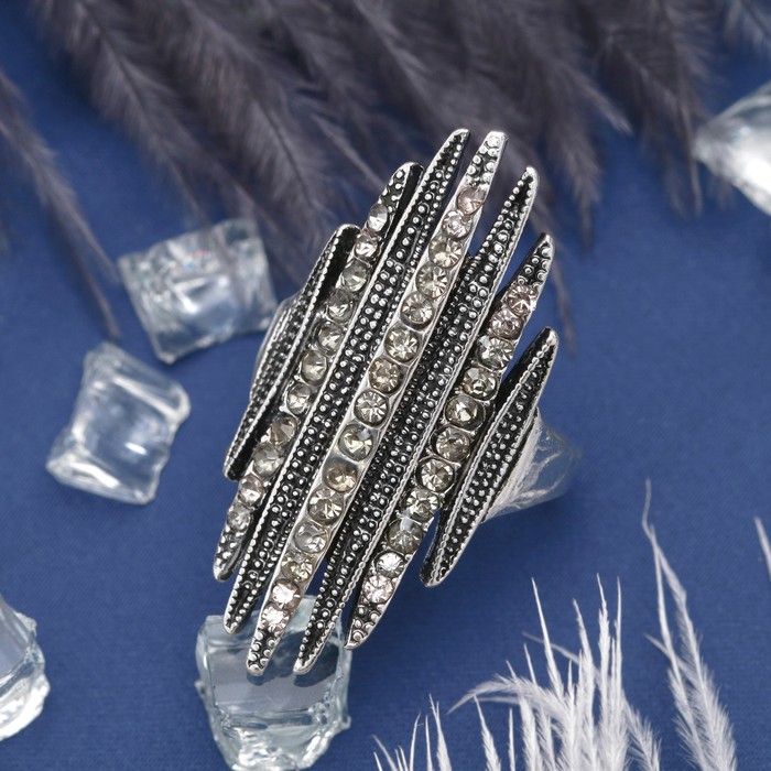 Кольцо "Скала", цвет радужный в чернёном серебре, размер 17,18,19 МИКС