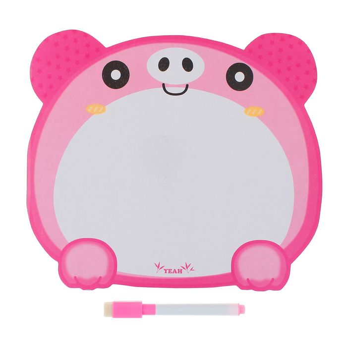 Доска для рисования "Свинка" + черный маркер со стиралкой