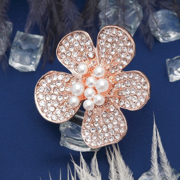 Кольцо "Цветок нежный" лютик, цвет белый в золоте, безразмерное