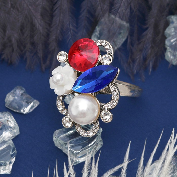 Кольцо "Летнее настроение", цветное в серебре, размер 17,18,19 микс