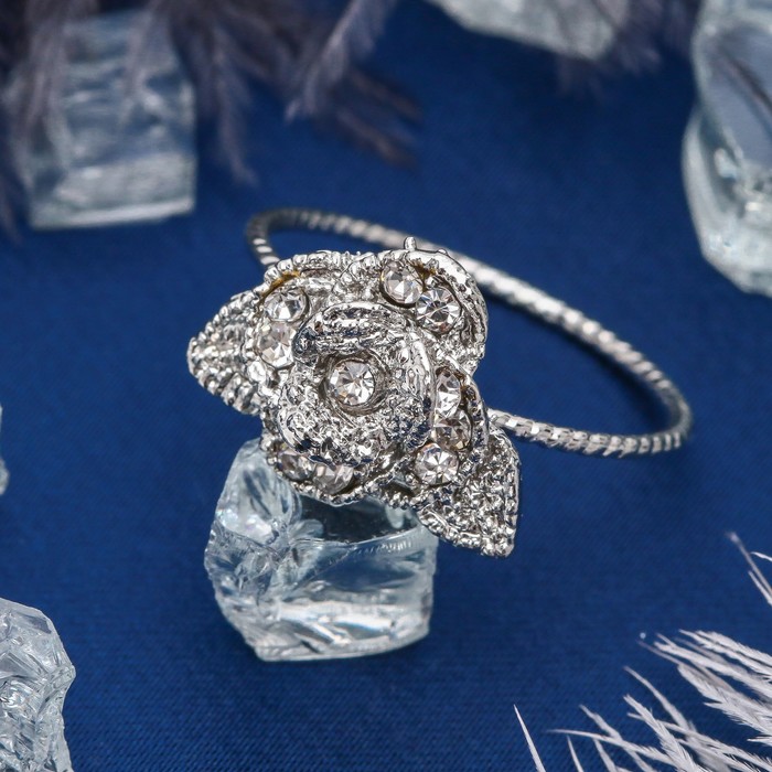 Кольцо "Цветок" нежная роза, цвет белый в серебре, размер 17, 18, 19 МИКС