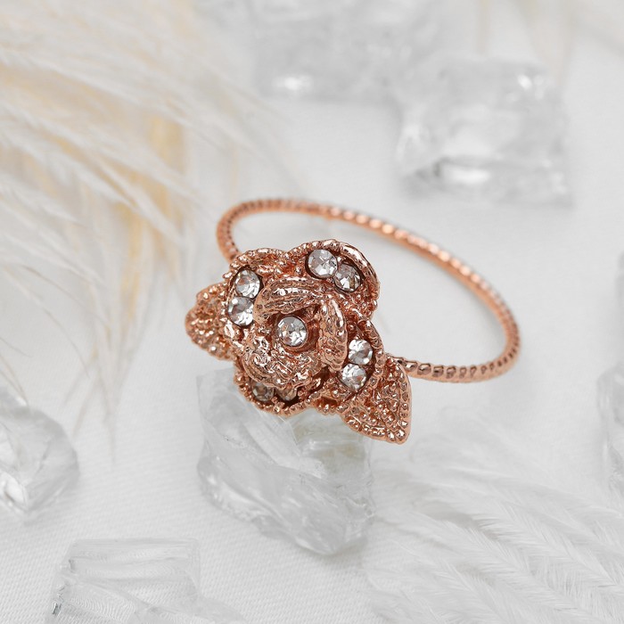 Кольцо "Цветок" нежная роза, цвет белый в золоте, размер 17, 18, 19 МИКС