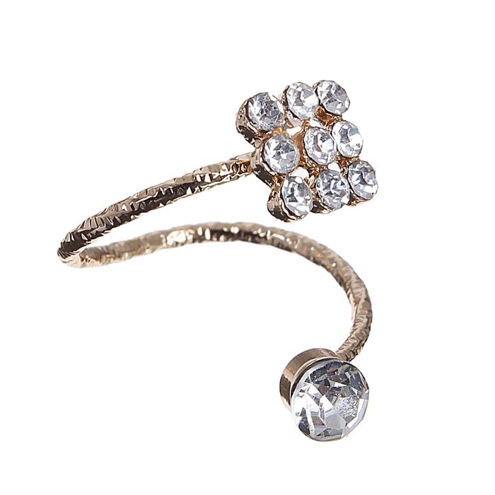 Кольцо на фалангу "Классика" ромб, цвет белый в золоте, безразмерное