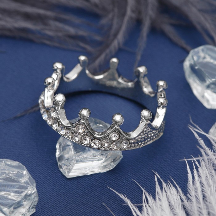 Кольцо "Корона" с выпуклостями, цвет белый в серебре, размер 17, 18, 19 МИКС