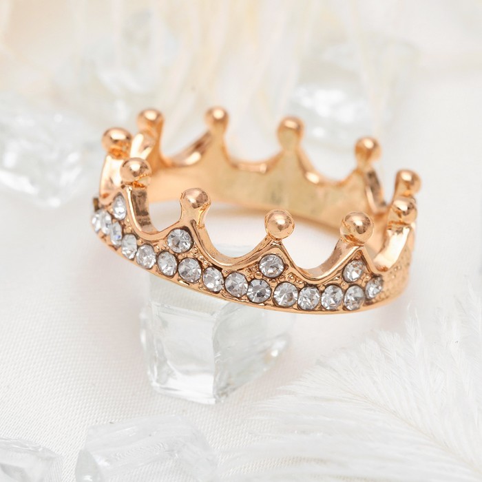 Кольцо "Корона" с выпуклостями, цвет белый в золоте, размер 17, 18, 19 МИКС